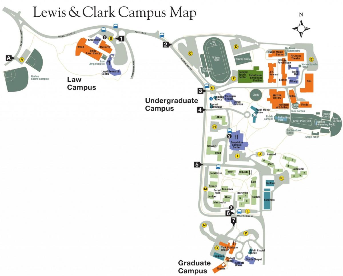 kort af lewis og clark College