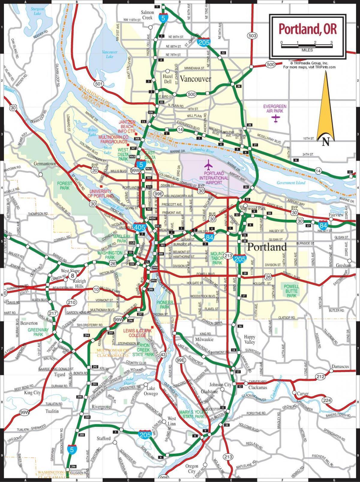 kort af Portland metro svæði